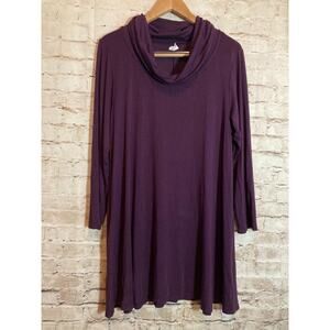 Et' Lois Dress Womens Large Dark Purple Cowl Neck Jersey Stretch Flowy USA Made
